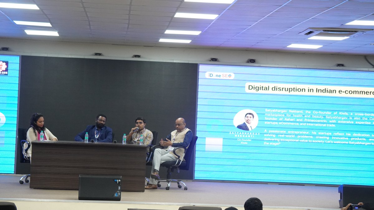 NSATYABHARGAV's tweet photo. It was an honor to speak at the Digital Marketing Summit 2024 on November 30th in Hyderabad. Sharing my thoughts on "Digital Disruption in Indian E-commerce"  

#digitalmarketingsummit #hyderabad #icbm #idoneseo #speaker #AI #thekiwla https://t.co/vEckpX6oIk