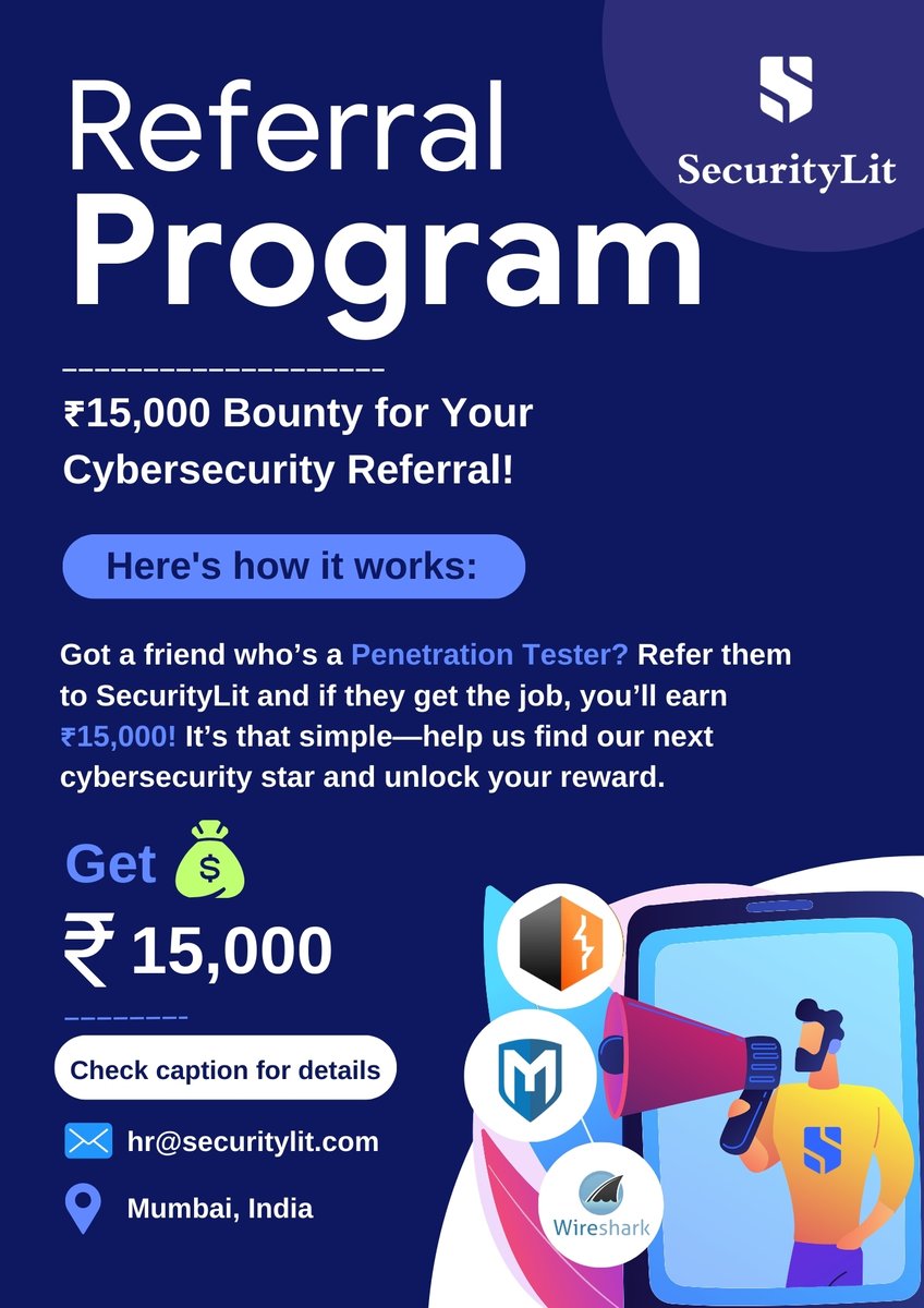 security_lit's tweet image. Help Us Find the One &amp;amp; Earn ₹15,000 😎
 
Hey awesome people👋
 
You know that feeling when you find the perfect biryani or discover a new dessert spot? 

Well, that’s exactly how we feel about finding the perfect Penetration Tester for @security_lit -and you can help us do it!