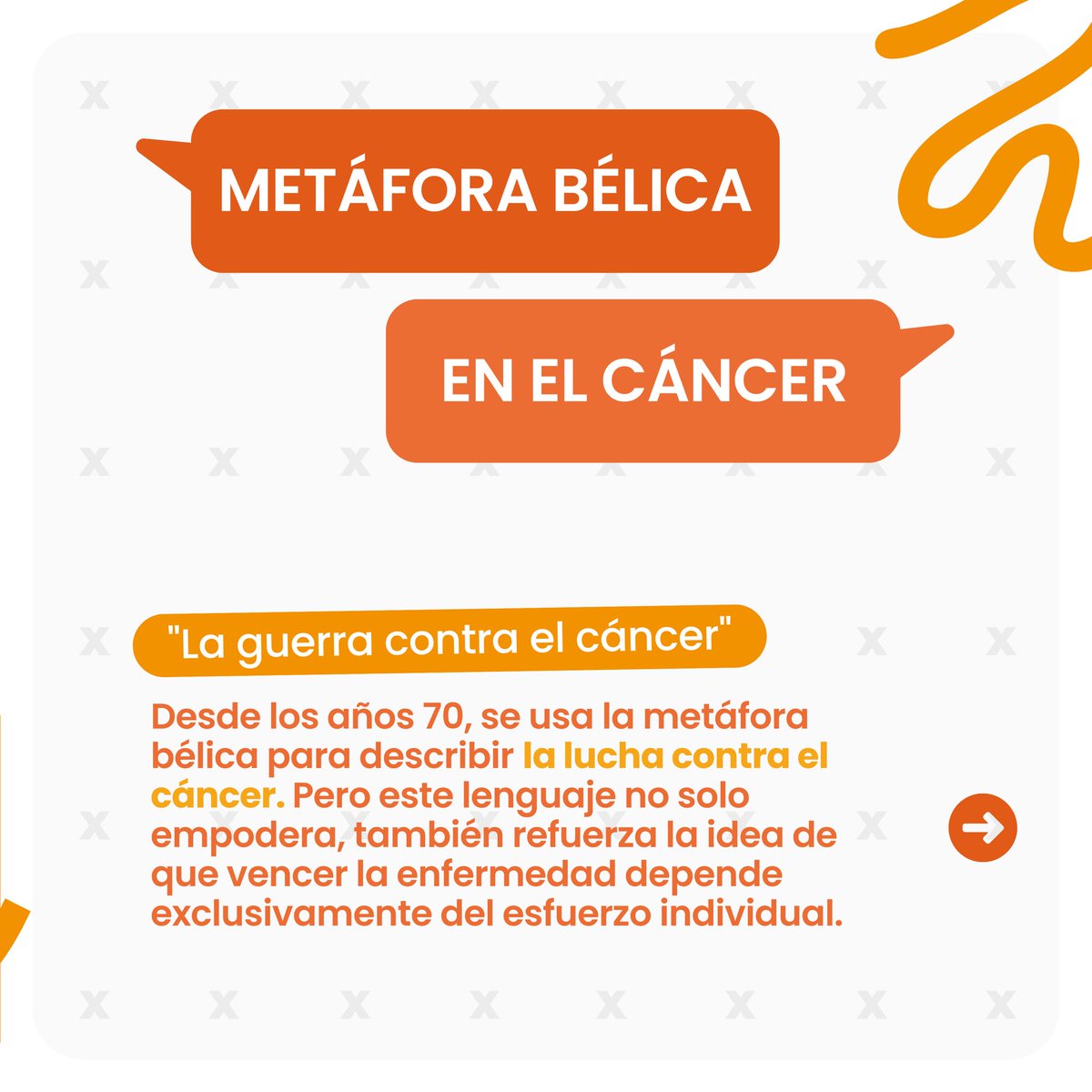 🎗️ ¿Cómo hablamos de cáncer?

El cáncer no es solo una enfermedad, también es una narrativa. Desde metáforas bélicas hasta titulares que estigmatizan, los discursos impactan cómo lo enfrentamos. 🌱

Es momento de cambiar el enfoque: más empatía, menos culpas. 💬