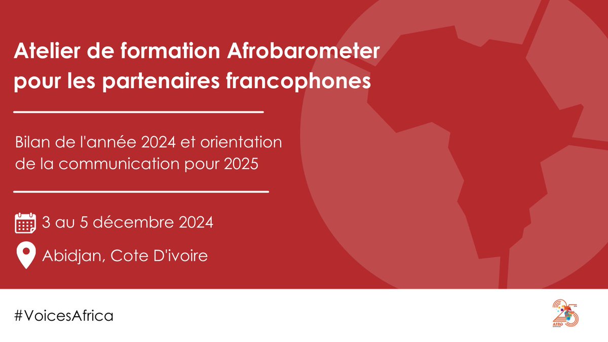 Nous sommes ravis d'accueillir les responsables de la communication de 17 de nos partenaires nationaux francophones pour un atelier de trois jours à Abidjan, Côte d'Ivoire.

Cette formation est conçue pour aligner nos partenaires sur la stratégie de communication stratégique 2025