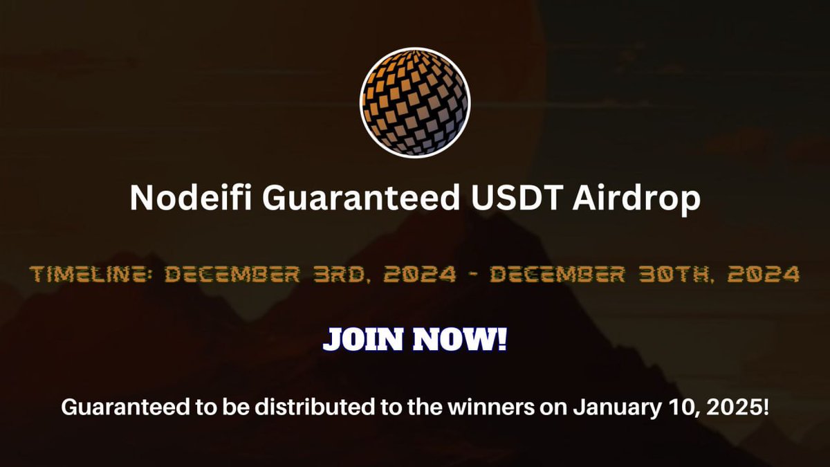 Airdrop6_com's tweet photo. New #airdrop: Nodeifi (Official Bot & Guaranteed USDT)
Reward: 2 USDT
News: Supralabs, Guaranteed
Distribution date: January 10, 2025

🔗Airdrop Link: https://t.co/6XeCJurBcd

1: The top 100 referrals will be each get more USDT reward
2: Guaranteed distributed to winner around January 10, 2025