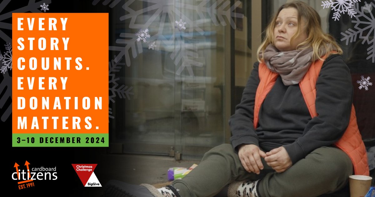 CardboardCitz's tweet photo. 🎉 For one week only, every donation doubles!  The @BigGive Christmas Challenge is open.

Your support over the next week ensures that we can continue to create life-changing work like 'More Than One Story'.   

Double your impact before 10 Dec: https://t.co/PPQU26KDJg https://t.co/TDDj6GTY30