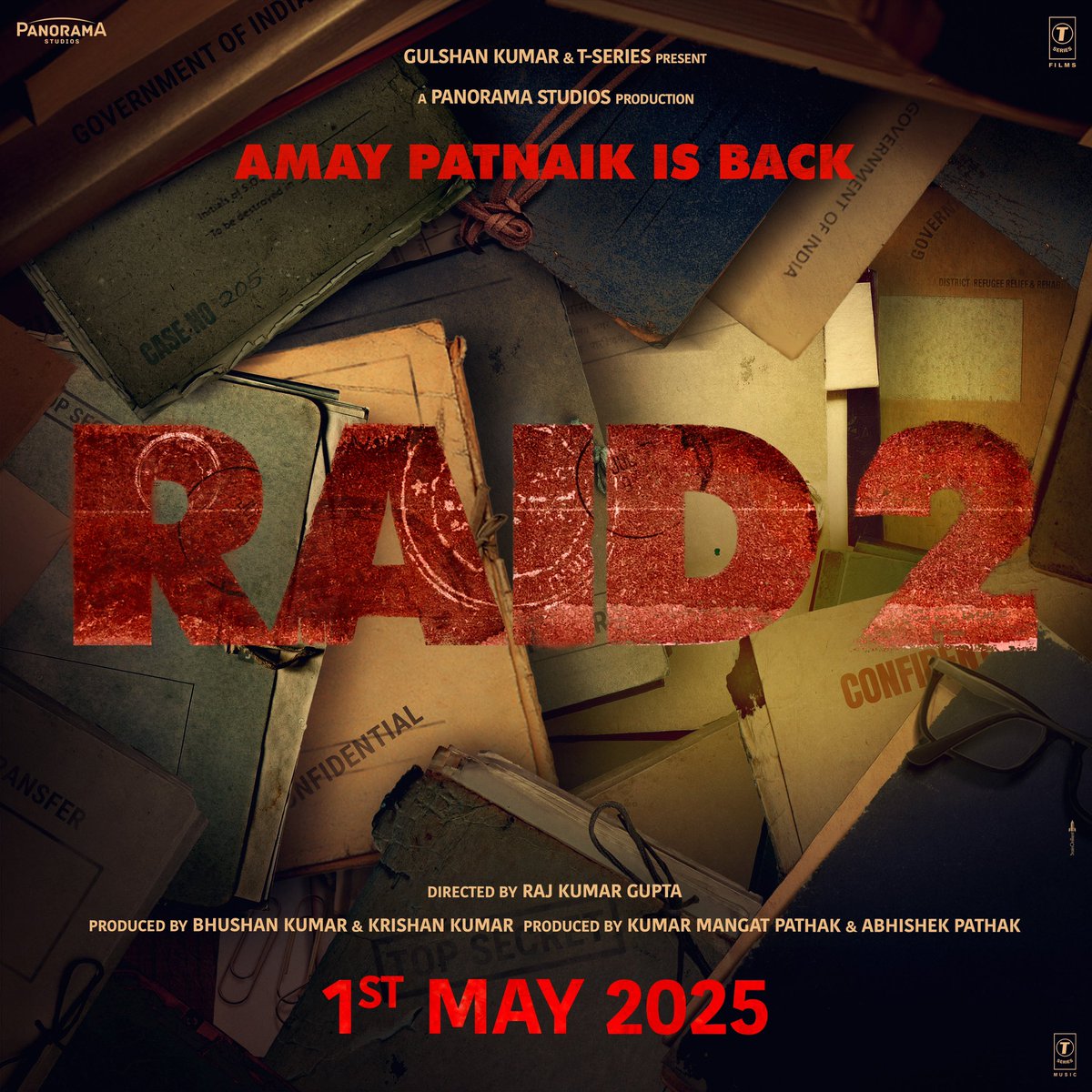 Vaaniofficial's tweet image. IRS Amay Patnaik’s next mission begins from May 2025! Raid 2 is all set to release on 1st May
2025!

@ajaydevgn @Riteishd #RajatKapoor @rajkumar_rkg #BhushanKumar #KrishanKumar @KumarMangat @AbhishekPathakk @TSeries @PanoramaMovies #ShivChanana @neerajkalyan_24