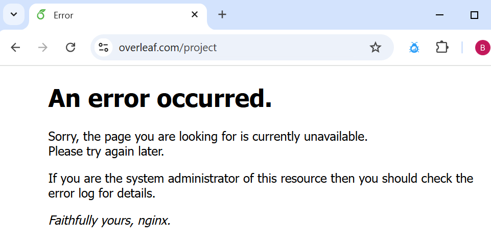 Just finishing my PhD thesis, and now Overleaf is down. Someone is trying to tell me I should take a break...