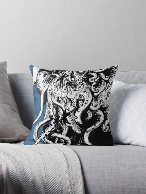 Octopus Ghost Throw Pillow are on sale now! #cthulhu #クトゥルフ #Nottsuo Get my art printed on awesome products. Support me at Redbubble #RBandME: #findyourthing #redbubble