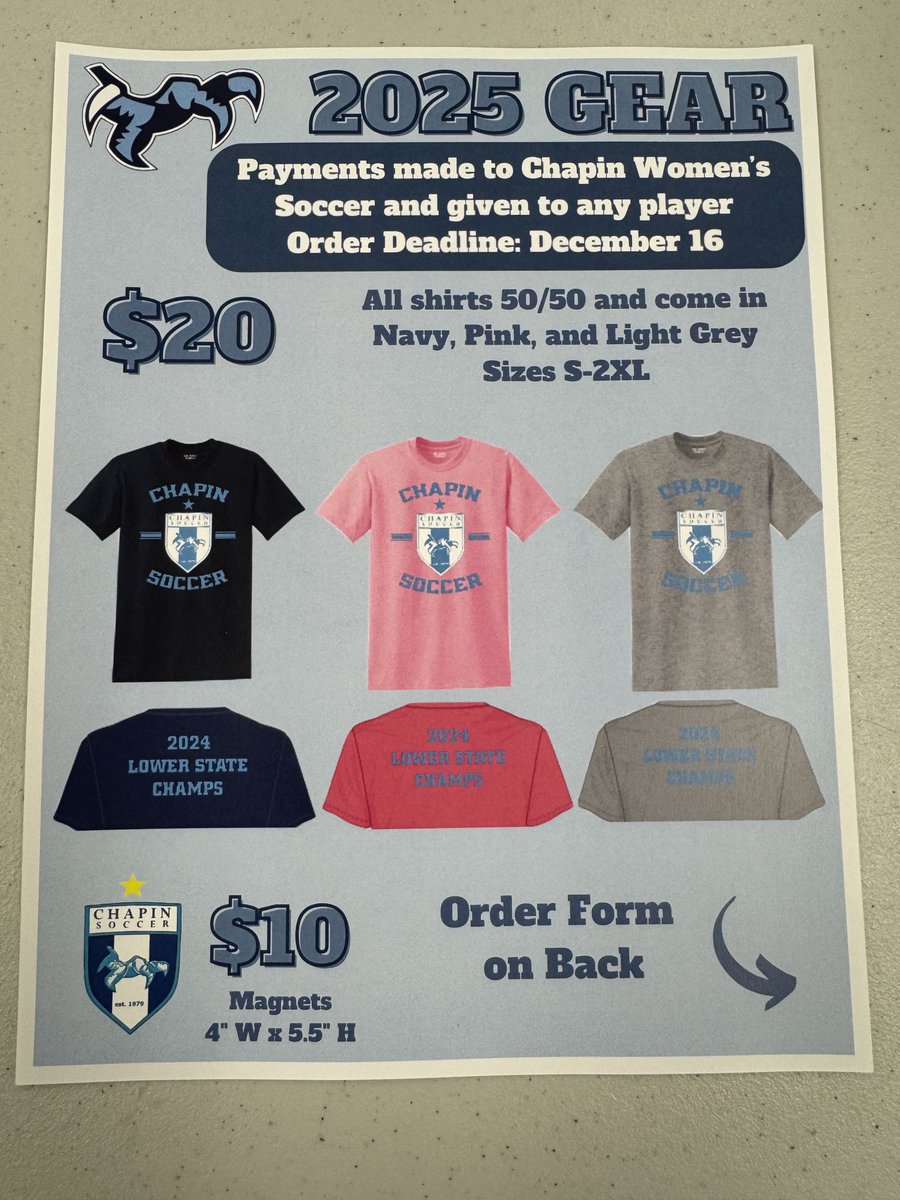 T Shirt selling season. Get yours for only $20. See any coach or player.