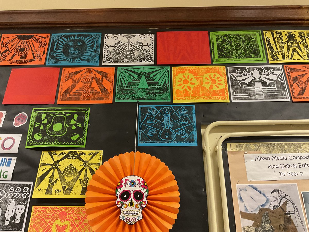 Well done to Year 8 for completing the Mexican inspired Lino prints. A wonderful variety of designs and colour combinations. Their use of symmetry is on point!