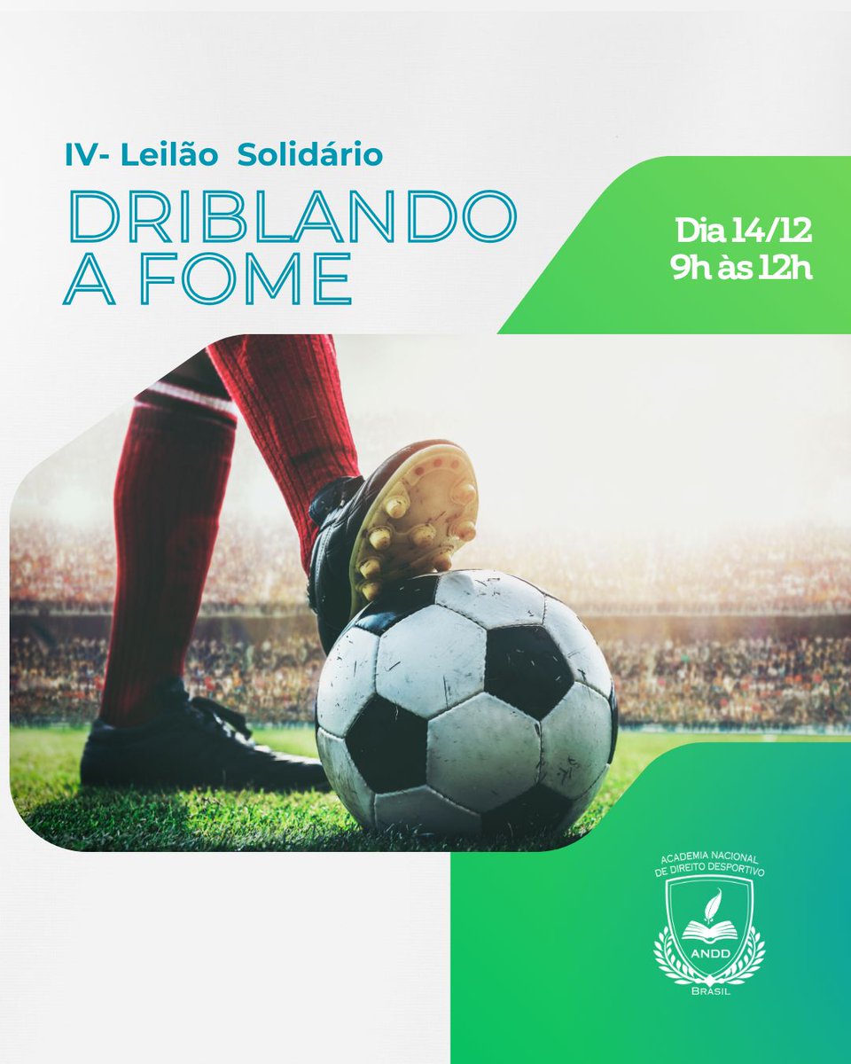 ⚽️ O Leilão solidário Driblando a fome, de 2024 já está disponível! 

Até o dia 14 de dezembro 12h você pode conferir o que será leiloado e dar seus lances no link andd.com.br/leilao

Que tal contribuir na luta contra a fome? 🤍⚽️