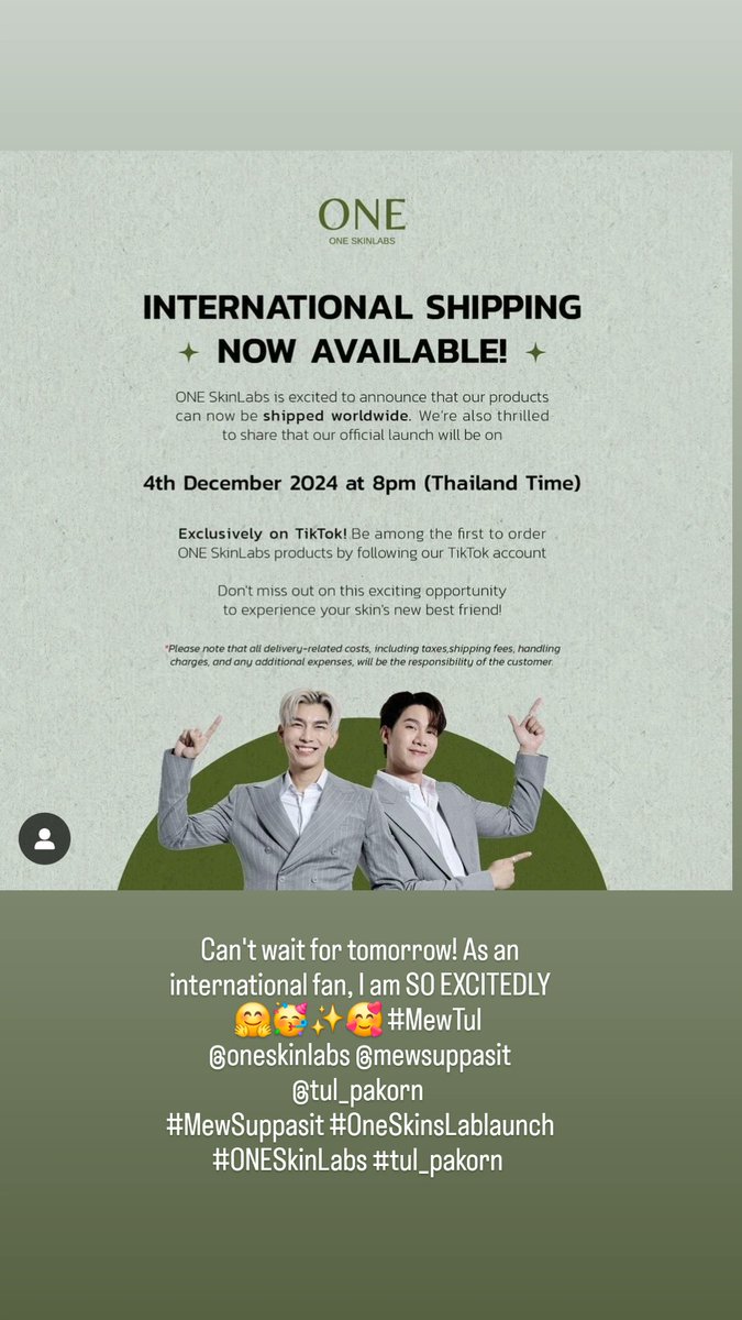 LVedontcost247's tweet photo. Can't wait for tomorrow! As an international fan, I am SO EXCITED!!π€π₯³β¨οΈπ₯° #MewTul
@oneskinlabs
@MSuppasit
@octotul
#MewSuppasit #OneSkinsLablaunch #ONESkinLabs #tul_pakorn https://t.co/8OzwXrmqK2