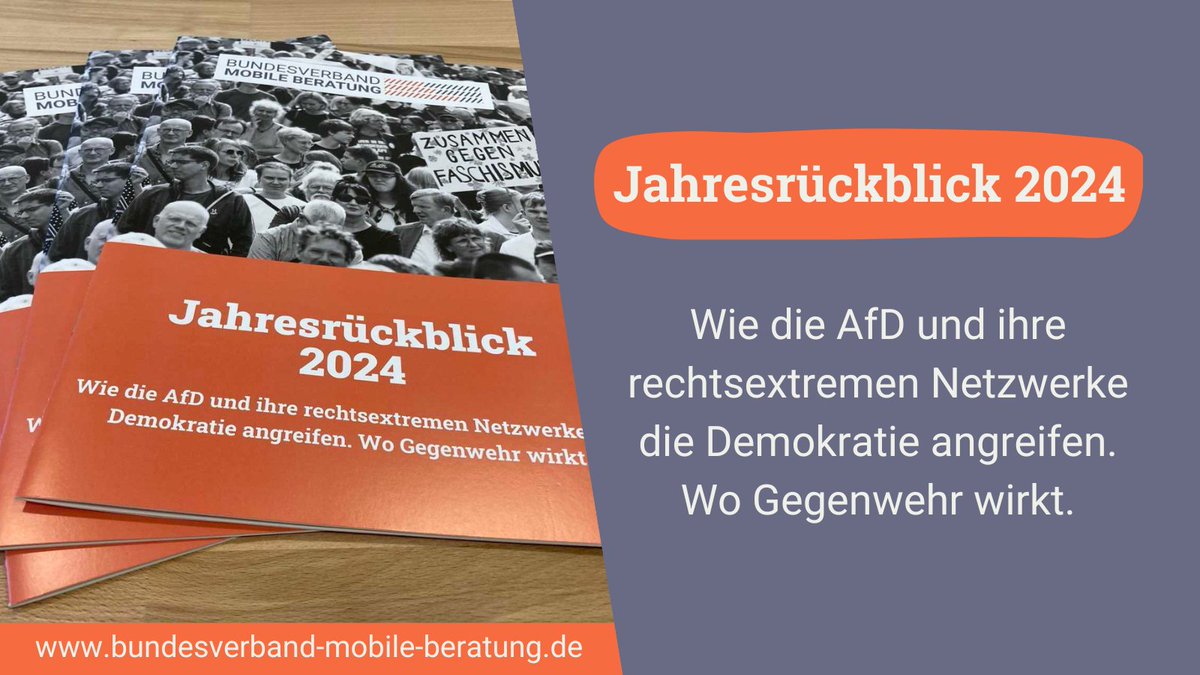 Unser #Jahresrückblick2024 ist online &amp; zeigt: Die extreme Rechte ist in der Offensive, die Demokratie bedroht wie lange nicht mehr. Menschen, die sich gegen #Rechtsextremismus engagieren, sind entmutigt, viele in Angst: um die #Demokratie und ihre eigene Sicherheit. Ein 🧵 1/11