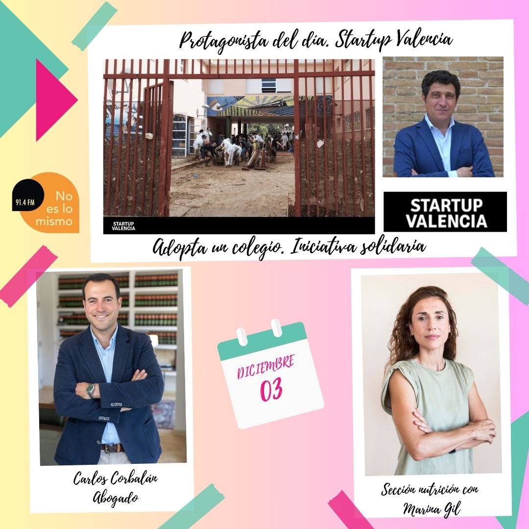 📻 #Noeslomismo3dic24

Nuevo programa de 𝓝𝓞 𝓔𝓢 𝓛𝓞 𝓜𝓘𝓢𝓜𝓞, presentado por <a href="/Mery_Caballero/">María Caballero</a> 

Hoy tenemos:

🏫 Iniciativa solidaria “Adopta un colegio”

👨‍💼 Carlos Corbalán: Abogado

🥗Nutrición con Marina Gil