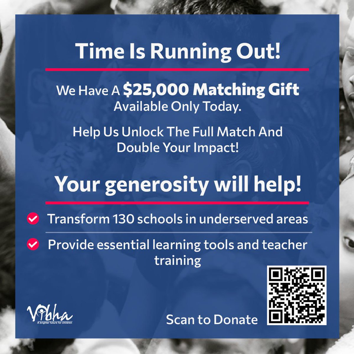 VibhaOfficial's tweet image. 🌟Giving Tuesday is here! Seize this last chance to make a difference with Vibha and brighten the lives of children.⏳ Time is running out! Every dollar you donate today will be matched—up to $25,000

Donate today! ➡️ campaigns.vibha.org/campaigns/yed2…

#GivingTuesday #PathwayToProgress