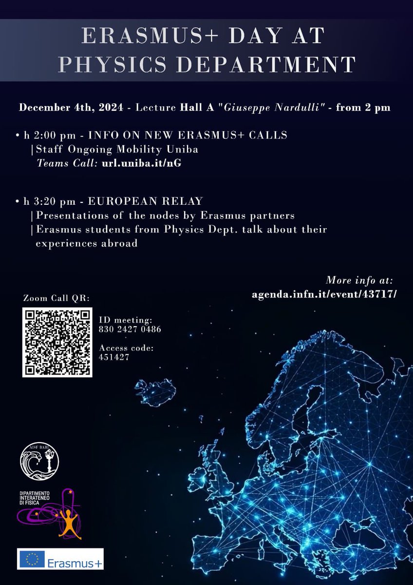 Interesting #Erasmus+ moment tomorrow at Physics Dept. <a href="/unibait/">Uniba.it Aldo Moro</a> <a href="/WePhysics/">WePhysics</a> <a href="/AisfBari/">AISF BARI</a>