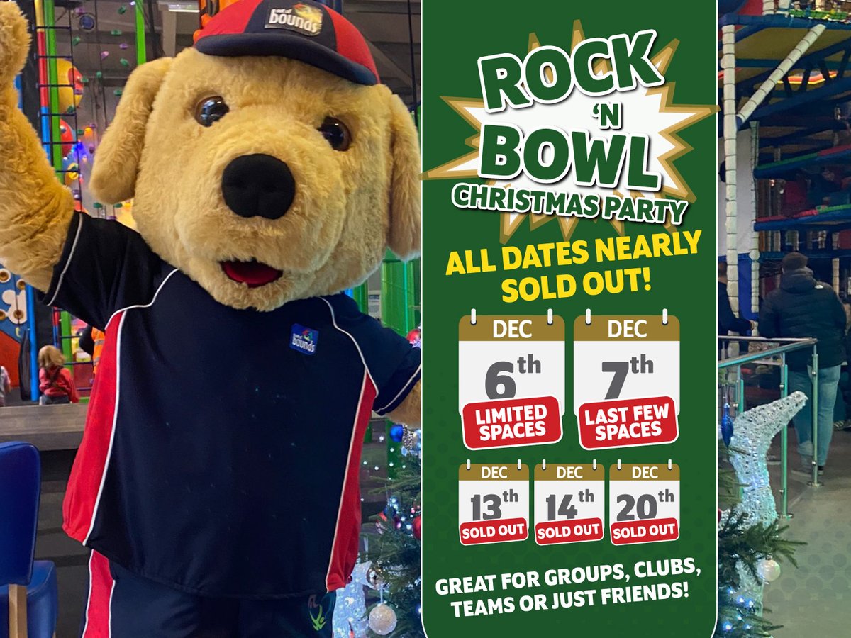 ROCK 'N' BOWL CHRISTMAS PARTIES - ONLY A FEW SPACES LEFT!!!!

Great for groups, teams, clubs or just friends, our Rock 'n' Bowl Christmas Parties are a great treat for kids this Christmas.

£16 each to enjoy Clip 'n Climb, Bowling &amp; Kid's Meal!

Book now: loom.ly/kr5ipE8
