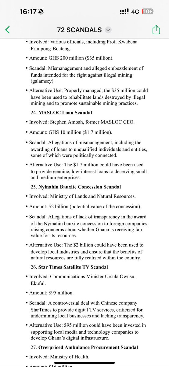 StatsGH's tweet photo. 72 scandals of the NPP. 

Go out in your droves and vote till their rigging means nothing. At their, prosecution we will dance. https://t.co/VxG4y6O7EL