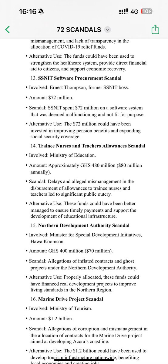 StatsGH's tweet photo. 72 scandals of the NPP. 

Go out in your droves and vote till their rigging means nothing. At their, prosecution we will dance. https://t.co/VxG4y6O7EL