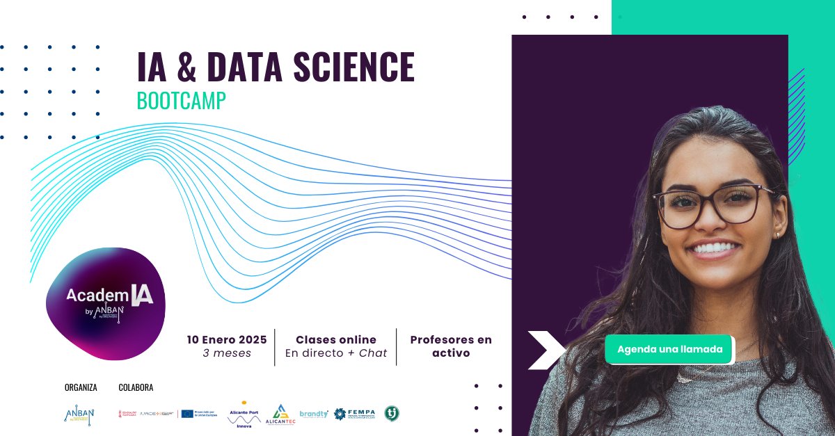 FEMPA (@fempalicante) on Twitter photo 🚀 ¡Empieza el año aprendiendo #DataScience e #InteligenciaArtificial con el Bootcamp de <a href="/BigDataAsoc/">Asociación Nacional Big Data y Analytics</a> !🧑💻
📅10/01/2025
⏳3 meses intensivos, online 🌐
Domina desde estadística hasta #MachineLearning y #BigData con un enfoque práctico.
Agenda una llamada academia.asociacionbigdata.es 🚀 ¡Empieza el año aprendiendo #DataScience e #InteligenciaArtificial con el Bootcamp de <a href="/BigDataAsoc/">Asociación Nacional Big Data y Analytics</a> !🧑💻
📅10/01/2025
⏳3 meses intensivos, online 🌐
Domina desde estadística hasta #MachineLearning y #BigData con un enfoque práctico.
Agenda una llamada academia.asociacionbigdata.es