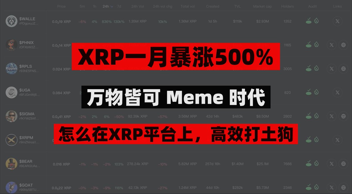 jiamigou's tweet photo. $XRP 一月上涨500%，最近在XRP上出来一个Meme平台，早期打的用户已经拿到十几万收益了。

🩸今天分享：【万物皆可meme时代，怎么在XRP上高效打土狗，实现10-100倍收益】

👇教程如下：