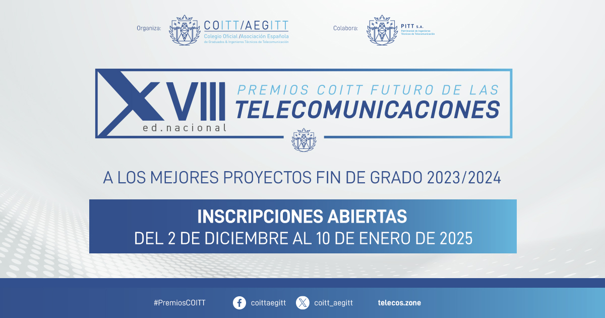 E.T.S. Ingeniería de Telecomunicación UMA (@teleco_uma) on Twitter photo El <a href="/coitt_aegitt/">COITT - telecos.zone</a> convoca los XVIII Premios COITT Futuro de las Telecomunicaciones (2024) para los mejores Proyectos Fin de Grado defendidos durante el curso 2023/2024. Inscripciones hasta el 10 de enero de 2025 - u.uma.es/fJk El <a href="/coitt_aegitt/">COITT - telecos.zone</a> convoca los XVIII Premios COITT Futuro de las Telecomunicaciones (2024) para los mejores Proyectos Fin de Grado defendidos durante el curso 2023/2024. Inscripciones hasta el 10 de enero de 2025 - u.uma.es/fJk
