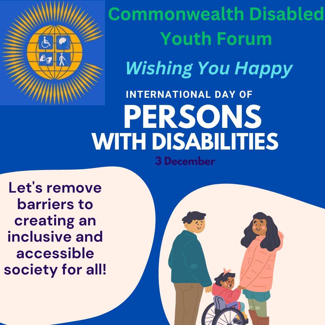 Commonwealthdyf's tweet image. International  Disabled People Day 2024.

Commonwealth Disabled Youth Forum extend warmest greetings to all persons with disabilities, their families, and supporters around the world.

Today, December 3rd, 2024, we celebrate International Day of Persons with Disabilities, a