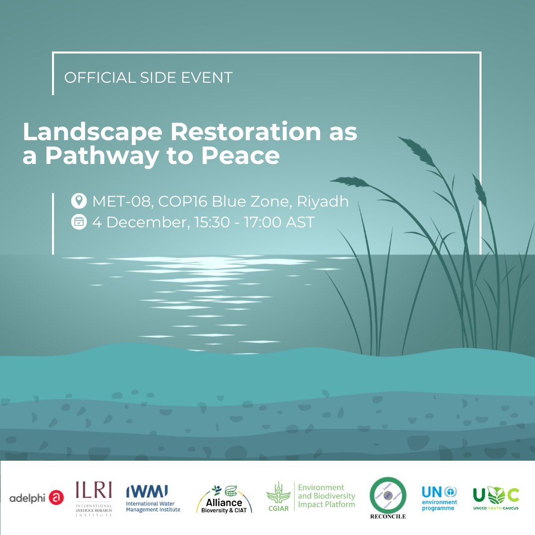 Join us: As global challenges like land degradation, climate change &amp; biodiversity loss intersect w/ social vulnerabilities, landscape restoration &amp; sustainable land management emerge as tools to build resilience &amp; foster peace.   

🗓️Dec 4, 15:30 - 17:00 AST 
📍MET-08, #COP16