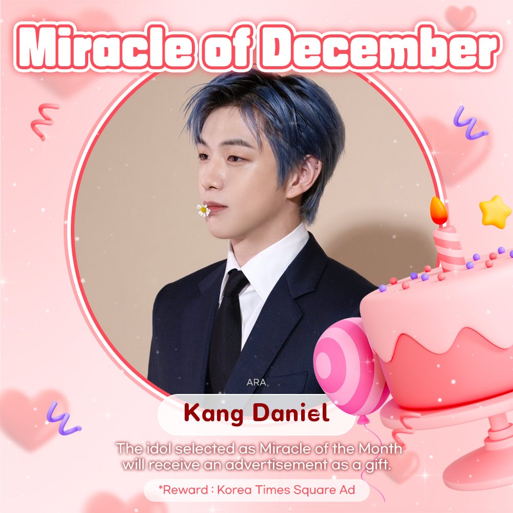 kpopidol_en's tweet image. Miracle of December⭐

💞#KANGDANIEL💞

Thank you, #FLOWD!

📆Dec 8 ~ Dec 10 
📍Times Square, Seoul 
📸The proof shot will be updated later

Make your idol a miracle of the month now!

🗳Vote for your bias
bit.ly/3VKdoIA