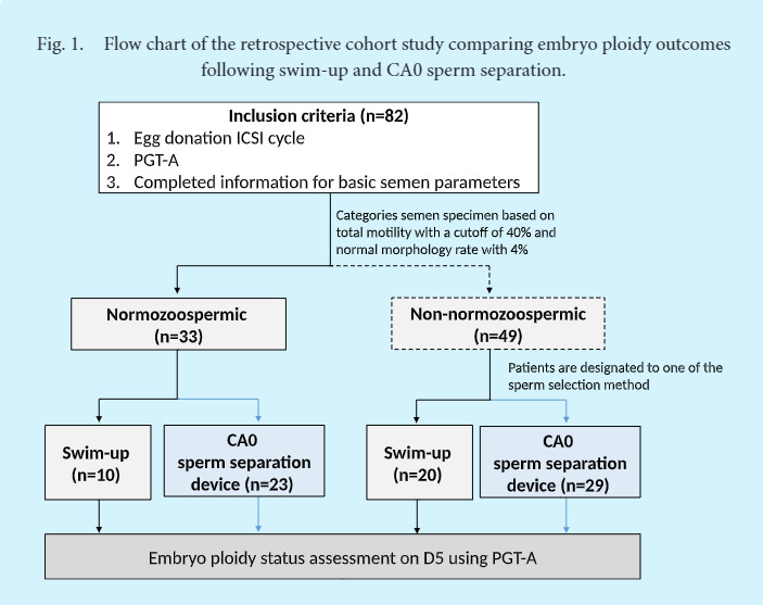 aspire_journal's tweet photo. A retrospective cohort of use of CA0 (a sperm selection device) compared to standard swim up sperm selection showed benefit of CA0 in embryo euploidy when the male partner had an abnormal semen analysis. The effect of oocyte euploidy on the final outcome was controlled for by limiting the study to donated oocytes. This study adds to the growing database that sperm selection devices can potentially enhance the efficacy of medical assisted reproduction particularly in male factor infertility. See a review of sperm selection: https://t.co/vGxEdBxRGF