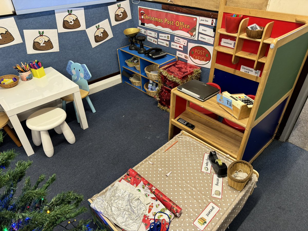 StPetersEYFS's tweet photo. It's beginning to look a lot like Christmas in nursery - come decorate the tree, wrap and send parcels and letters in the post office, build an igloo, make a snowman or act out the nativity with our small world #eyfs #christmas https://t.co/k6tZ1hstKz