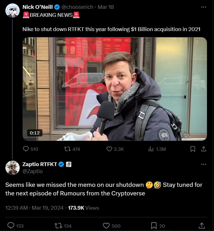 overmansch's tweet photo. 혁신이라는 이름의 기만, 실험이란 명분의 사기

3월에 올린 트윗은 결국 진실을 덮기 위한 조롱

Web3의 미래가 아닌, Web3의 오명을 남기고 떠나는 RTFKT https://t.co/rhYMSW9pDh