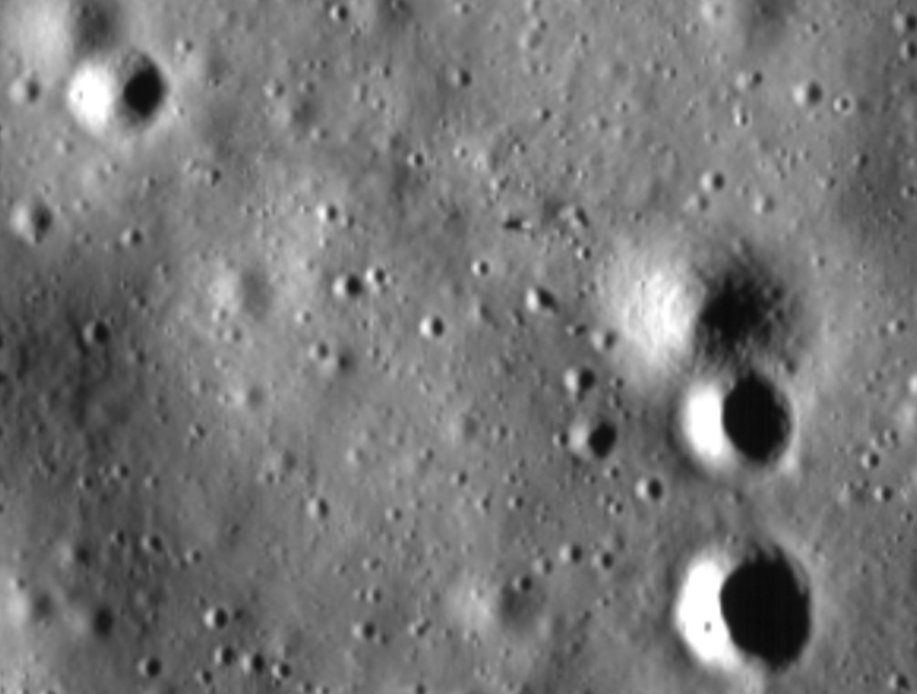 Apollo 14 imaged by South Korea's Danuri probe, October 24 2023 on two separate orbits, newly added to their site. The lunar module, and trails leading from it, are clearly visible.
