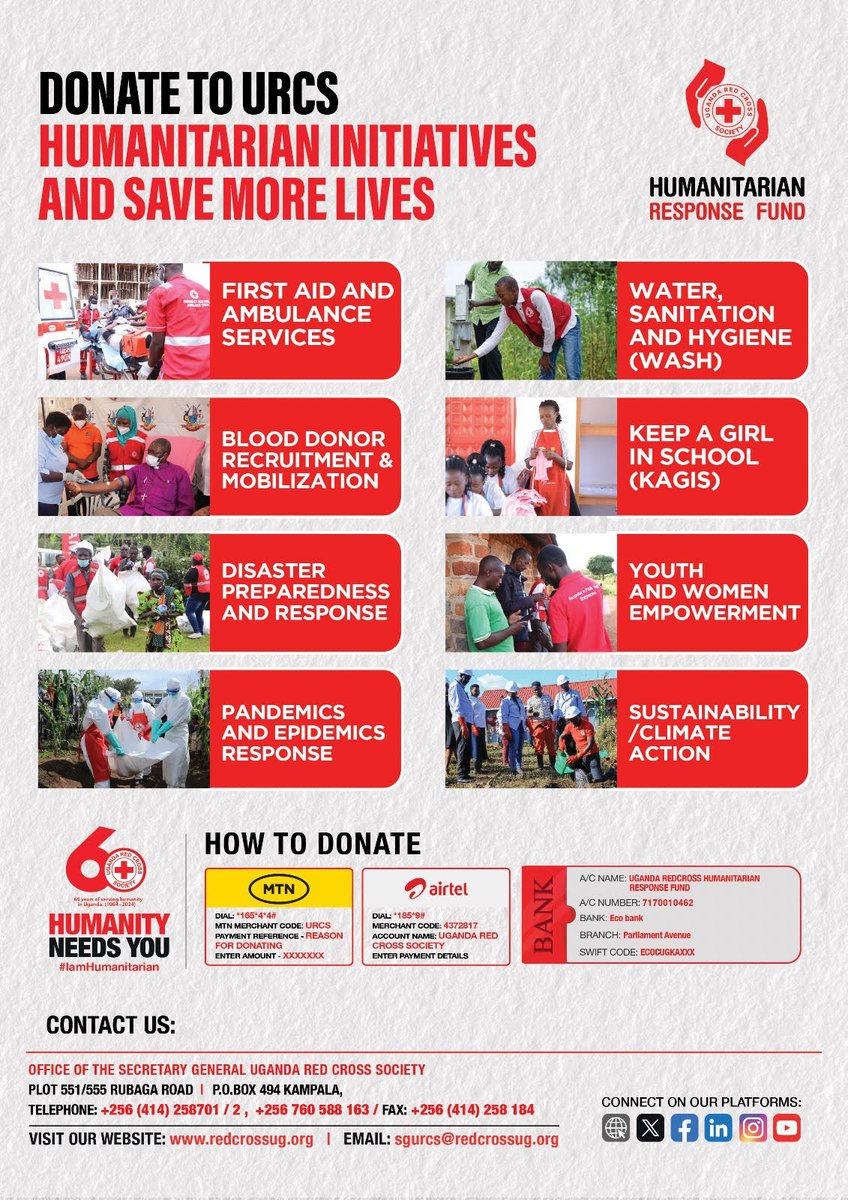 DailyMonitor's tweet photo. AD: Be part of @UgandaRedCross’ life-saving mission by donating towards the Uganda Red Cross Humanitarian Response Fund’s 8 Pillars. 
Together, we can save lives, build resilient communities, and promote human dignity. To donate, visit https://t.co/UzzwNNmVfq or Call 0760588163. https://t.co/LKYM7ym1M2