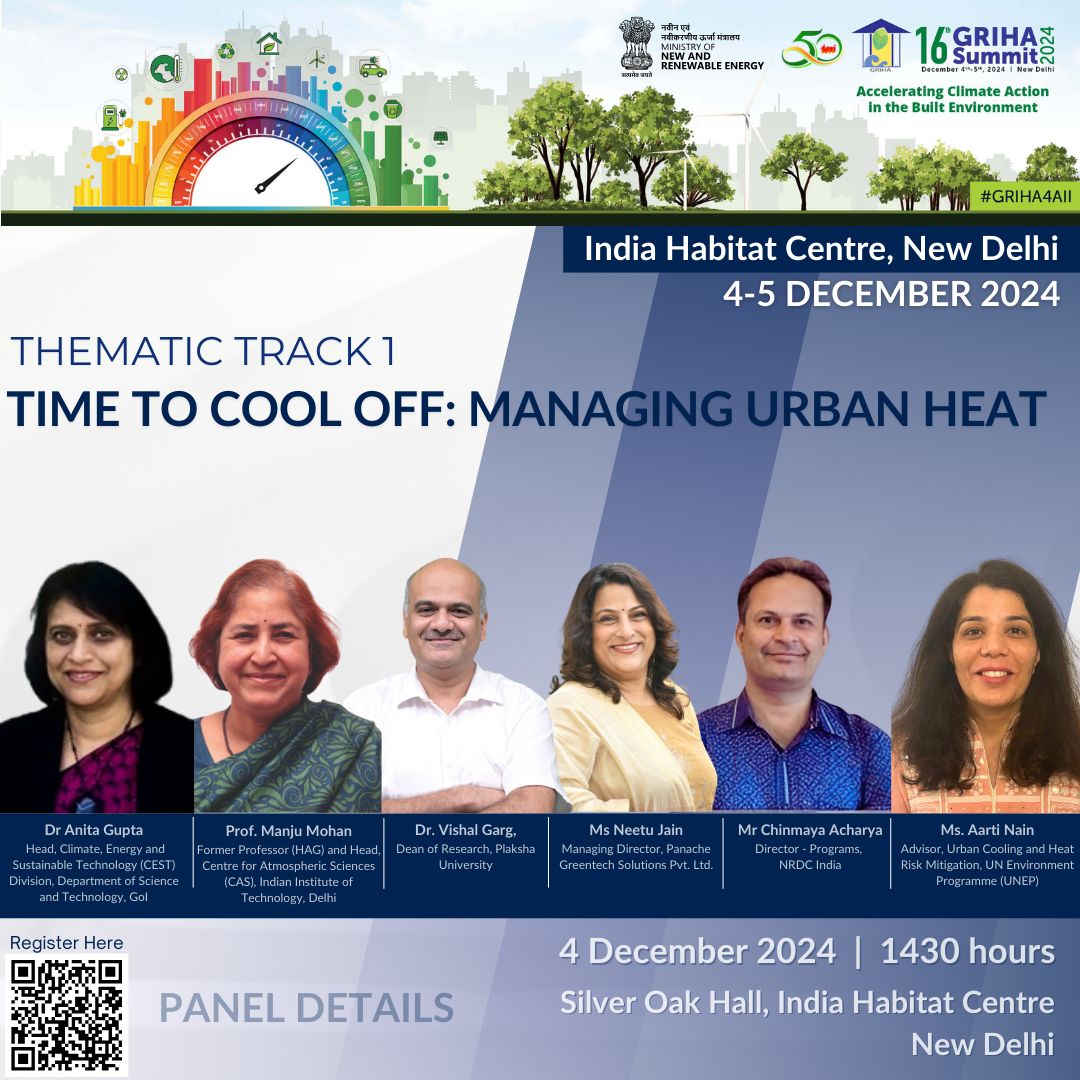 #SpeakerSession 📢 

<a href="/NRDC_India/">NRDC India</a>'s Director-Programs, Chinmaya Acharya will join an esteemed panel at the <a href="/GRIHACouncil/">GRIHA Council</a> Summit for a session that will address scalable &amp; transformational strategies to cool urban India through urban planning and design interventions. Details 👇