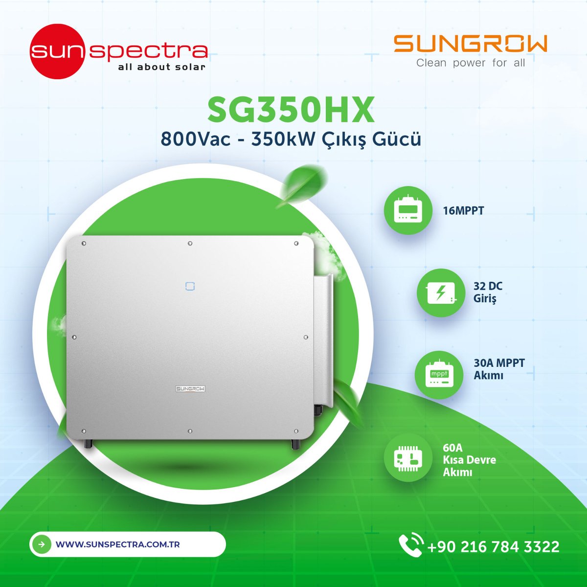 sunspectratr's tweet photo. Sungrow Türkiye'nin Resmi Distribütörü Sunspectra Enerji, Dünya'nın 1 Numaralı Solar İnverter markası Sungrow'un SG350HX modelini sizlere sunar.

Detaylı bilgi için;
info@sunspectra.com.tr
https://t.co/h3IeYVPksG 

#allaboutsolar #SG350HX https://t.co/YW3xH5romE