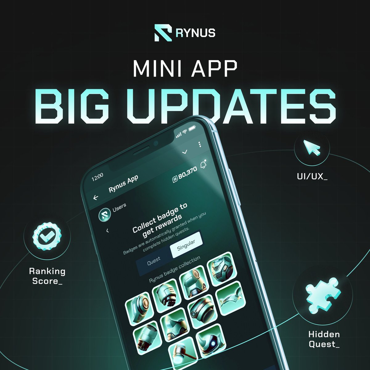 Rynus_io's tweet image. RYNUS MINI APP BIG UPDATES ✅
We’re thrilled to roll out some amazing new features to enhance your experience. Check out what’s new:
🎯 Hidden Quest Integration
Complete unique challenges, earn exciting rewards, and uncover hidden surprises in our mini app.
🎨 UI/UX Updates…