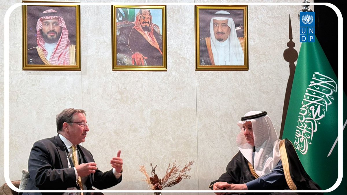 UNDPSaudiArabia's tweet photo. Mr. @ASteiner, Administrator of @UNDP, and Ms. Nahid Hussein, @UNDPSaudiArabia Resident Representative met today with His Excellency Eng. Abdulrahman Abdulmohsen Al-Fadley, Minister of Environment, Water, and Agriculture, @MEWA_KSA  to congratulate him on assuming the presidency and the success of @COP16Riyadh. They also reaffirmed the strong partnership between @UNDP and the Ministry. 🌍🌱 @UNCCD @MEWA_KSA @ncvcksa @UNDPArabStates #Sustainability #COP16 #Partnerships