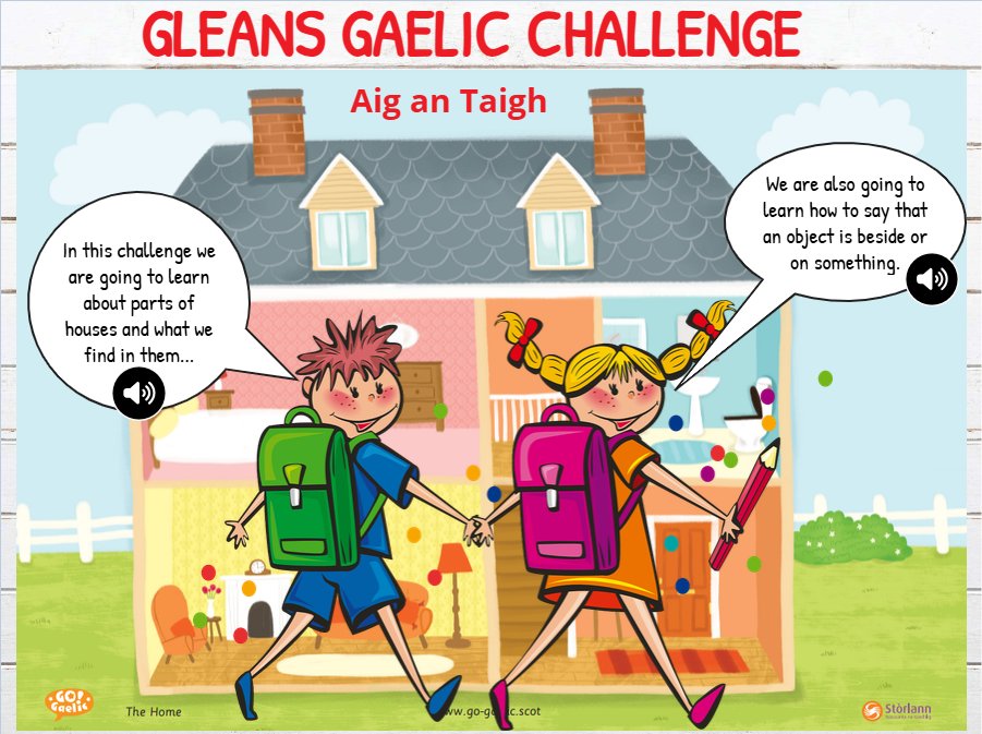 Tha sinn air ais! Finally the latest #GLEANSChallenge is ready. If you don't know your gàraids from your gàrradh or your seòmar-cadail from your seòmar-suidhe, take a look and find out.

read.bookcreator.com/DlW5Gtx9drZloX…

#myschoollovesgaelic #cleachdi #gaelic #gàidhlig