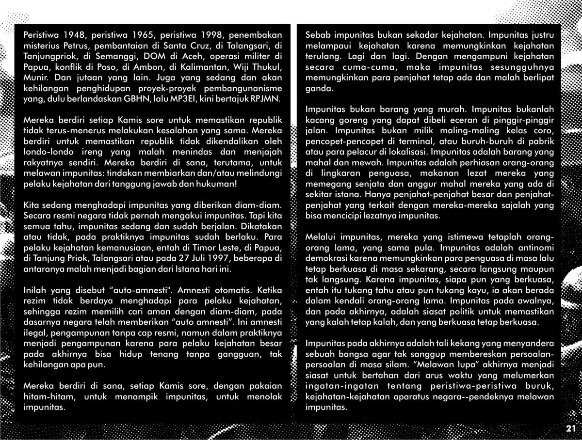 BSA_1933's tweet photo. Pada zine terakhir, kami 'memindahkan' tulisan dari @zenrs tentang bahaya laten impunitas. Menurut kami Gamma, Afif, kasus pembantaian Kanjuruhan (yg terang benderang) dan kejadian2 lain menyoal kekerasan aparat, terus berlangsung salah satunya karena impunitas. 

#1312Forever https://t.co/yXgY3h6lFU