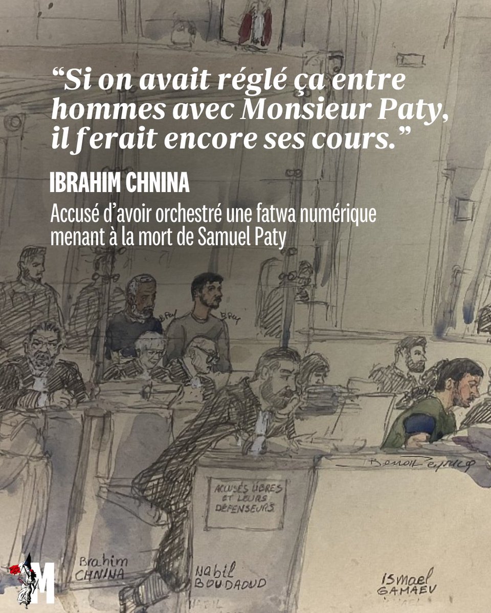 MarianneleMag's tweet image. En quatre ans, Brahim Chnina semble en avoir pris vingt. Seule sa voix, reconnaissable sur la fameuse vidéo qui a conduit à la mort de #SamuelPaty, n'a pas changé. Ce 2 décembre, dans la salle bondée de la cour d’assises de Paris, s’annonce historique. 👇
