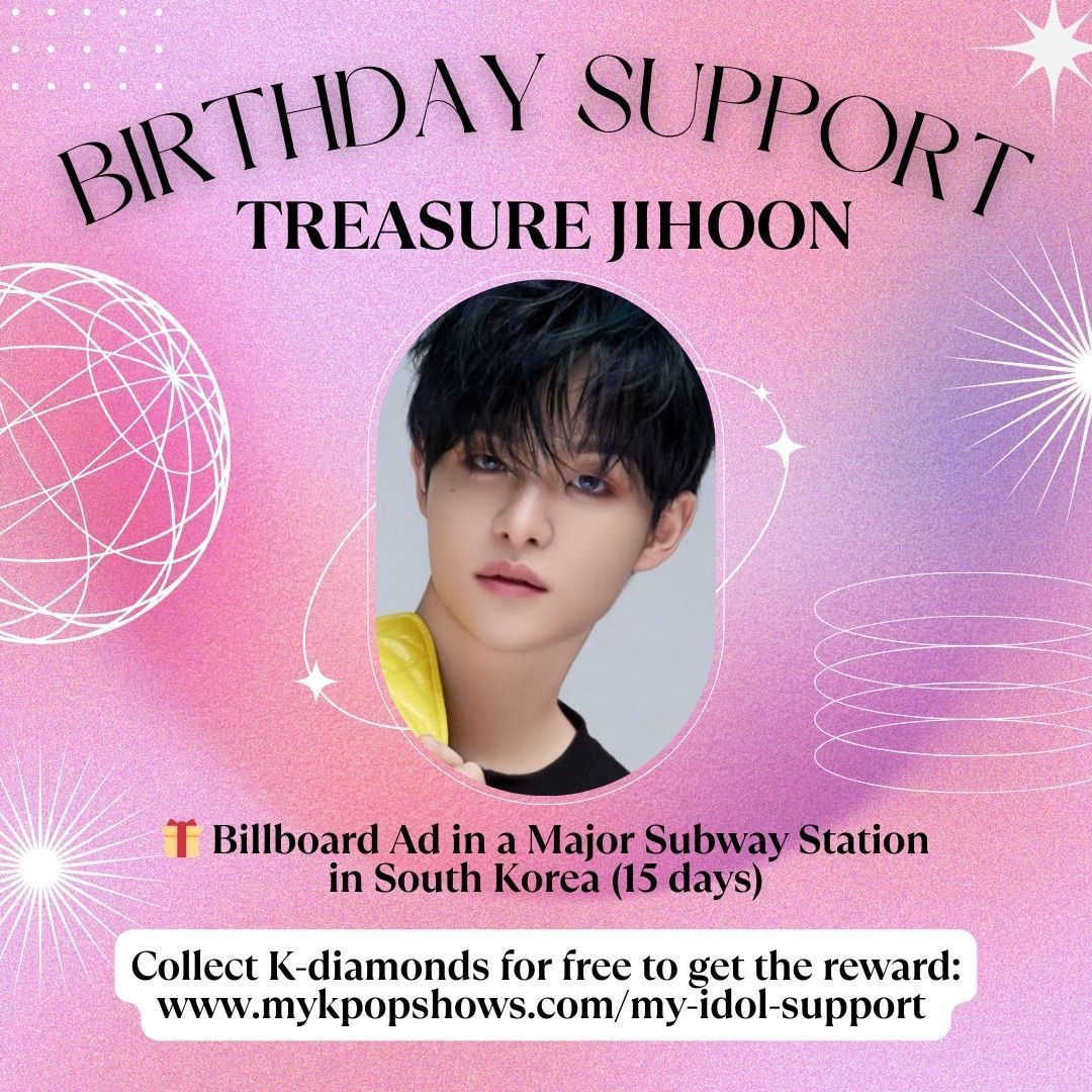 mykpopshows's tweet photo. 🎉 #TREASURE #Jihoon Birthday Support

🎁 Subway Billboard Ad in South Korea
🎯 Collect free K-Diamonds
🔗 https://t.co/WMwJ2czKRC

#트레저 #지훈 https://t.co/XpW2yn37xy