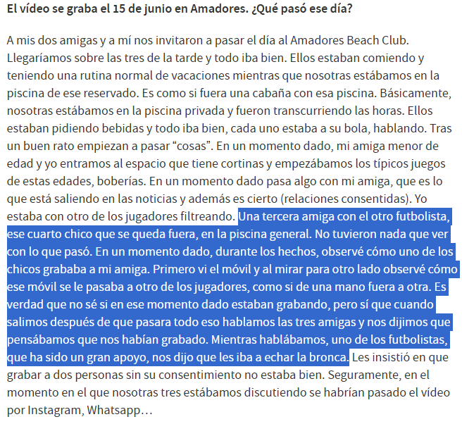 Amrael2's tweet image. Estaría bien que se hiciera viral esta imagen, donde la propia víctima habla de como el cuarto implicado aquel día (Asencio), no solo no participó si no que abroncó a los otros futbolistas y ha sido apoyo para ellas en todo momento, para empezar a callar algunas bocas.