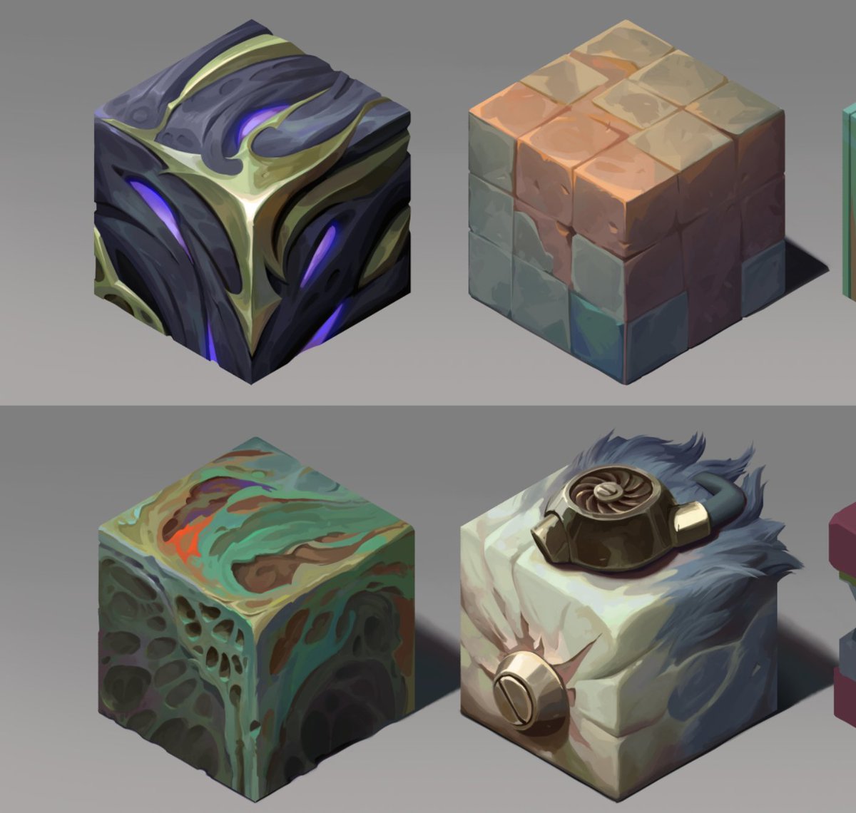 Another addition to the family, a wild Warwick cube has appeared. #stylized #handpainted #2dart #materialstudy #arcanefanart #ArcaneSeason2 #painterly #gameart
