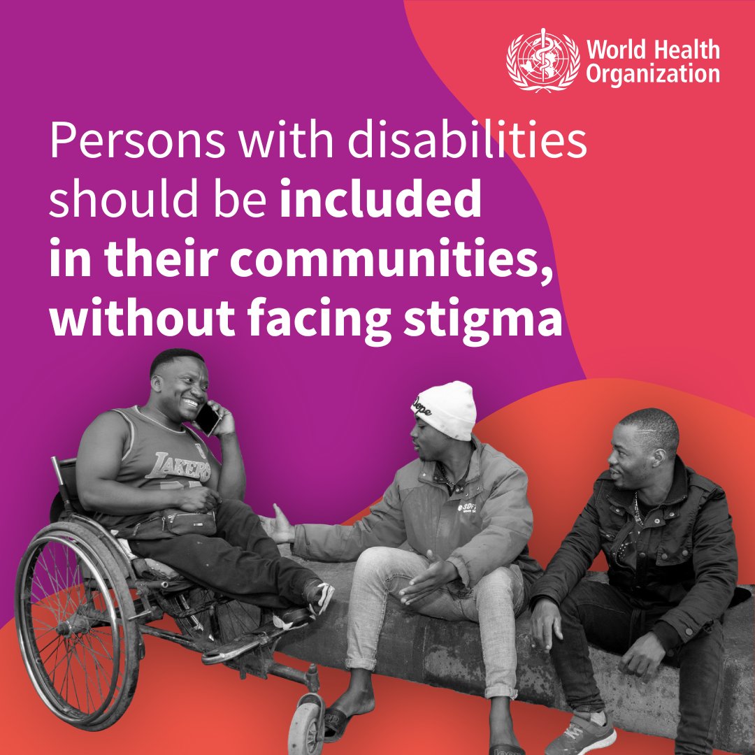 Stigma against persons with disabilities harms physical and #MentalHealth.

Inclusion isn’t just kind—it’s vital for well-being and strengthens communities and society as a whole.

Let’s create a world where everyone thrives. #HealthForAll