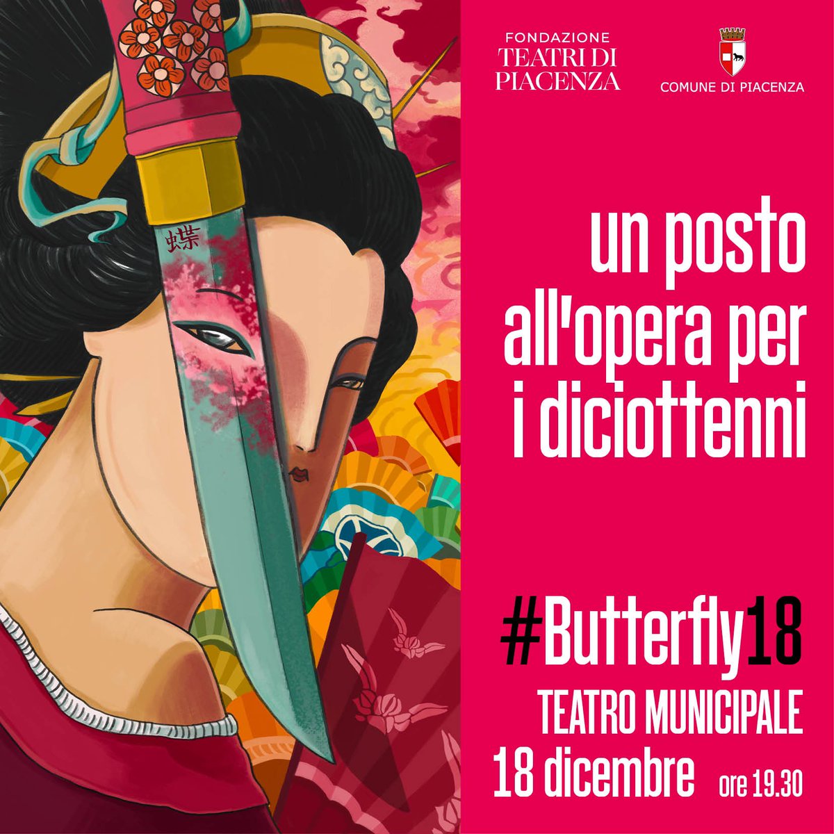 Un posto all’opera per i diciottenni! #Butterfly18 
In occasione dell’opera inaugurale della Stagione, va in scena la recita rivolta gratuitamente ai ragazzi che compiono la maggiore età: il 18 dicembre si alza il sipario su Madama Butterfly di Puccini! 

teatripiacenza.it/2024/12/02/but…