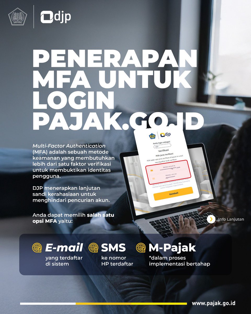 pajakpadangsatu's tweet photo. #KawanPajakUntuk meningkatkan keamanan pengguna layanan DJP, terdapat update fitur keamanan pada laman https://t.co/vmW024mlhP sebagai berikut. https://t.co/pRi7CyLpZx