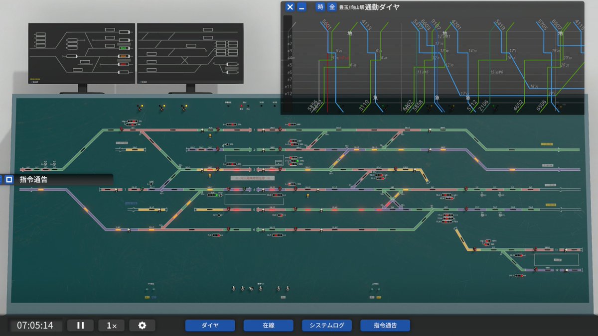 kameokuretanomu's tweet image. 別の障害来た！
今まで試験運用だから必ず9107列車が故障してたのかと思いきや単なる不具合だったそう

地下に行けず地上の間隔が大変なことになったけど豊玉祭りで鍛えた#4さばきでなんとかこなし

2回時刻変更見落とし早ベルしたのが悔やまれ…次はちゃんと通告読み込みます
#SignalControlSimulator