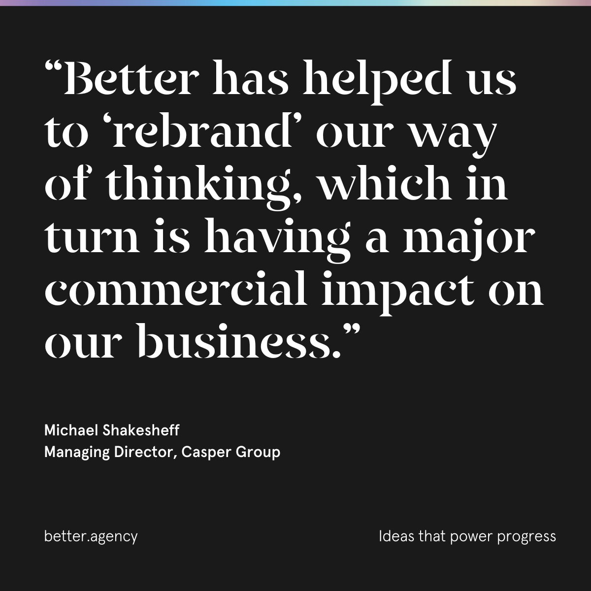 📈 Our process isn't just about creating a distinctive and memorable visual brand. It's about defining big ideas and helping our clients make a meaningful, lasting impact.

Just as we did for Casper Group.

Find out about our expertise ➡️ bit.ly/3sUIB2Z