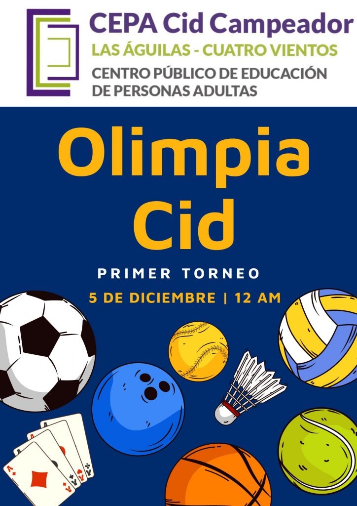 Este jueves a las 12h empieza el torneo de "Olimpia Cid".

El alumnado del #CEPACidCampeador está con muchas ganas de participar en las distintas modalidades del torneo: fútbol, baloncesto, cartas...