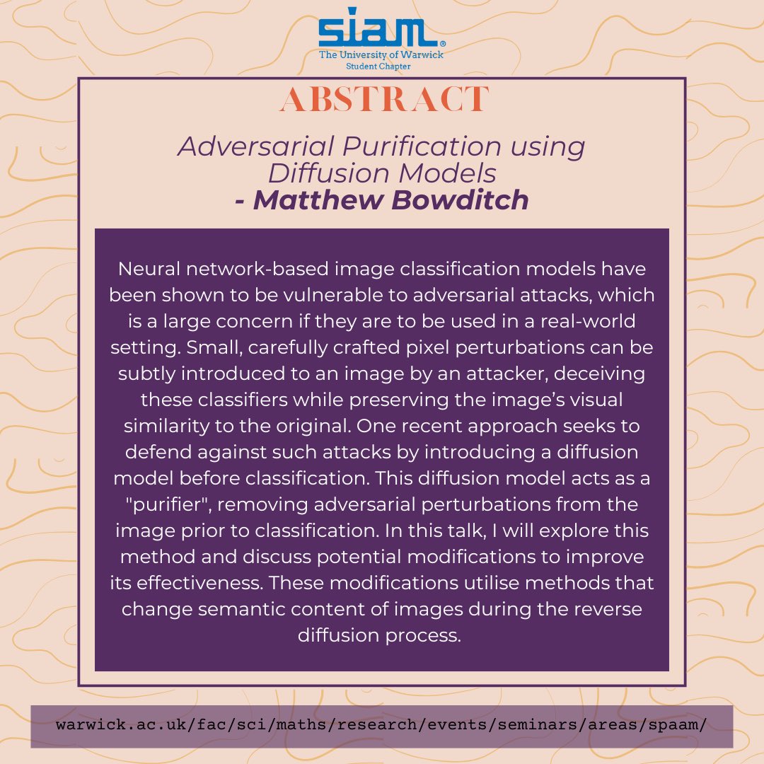 The final SPAAM Seminar for Term 1 will be presented by Benedict Russell and Matthew Bowditch, both from MathSys CDT, Warwick!