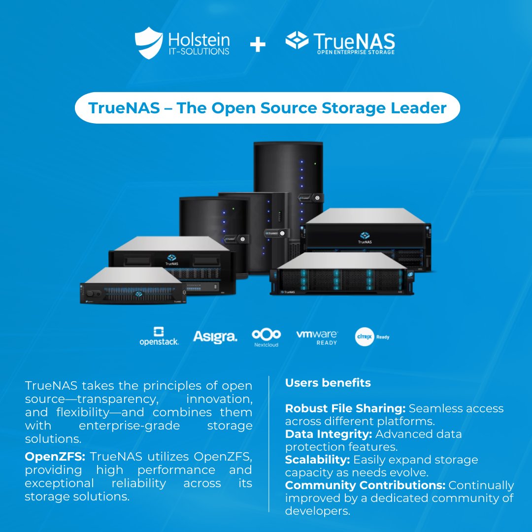 holstein_it's tweet photo. 𝐖𝐡𝐲 𝐓𝐫𝐮𝐞𝐍𝐀𝐒?
As the leader in open source storage, TrueNAS harnesses the power of  OpenZFS to deliver enterprise-grade solutions trusted by professionals worldwide.

🔗 𝐋𝐞𝐚𝐫𝐧 𝐦𝐨𝐫𝐞: https://t.co/hDhYoV5deJ

#TrueNAS #OpenSourceStorage #TrueNASEurope https://t.co/ePrj39MzfG