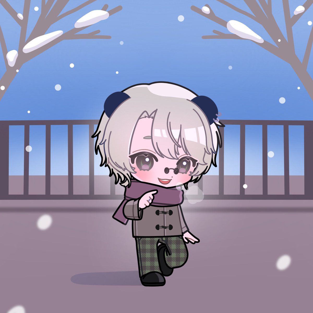 かぶさん( #BIGCUBchan )に素敵なイラスト描いていただきました🐼❄️

いつもチャイナ服だけどコートも似合う！
服の色も紫と緑使ってくれました〜

可愛く描いていただき感謝です✨️
またよろしくお願いします‼️